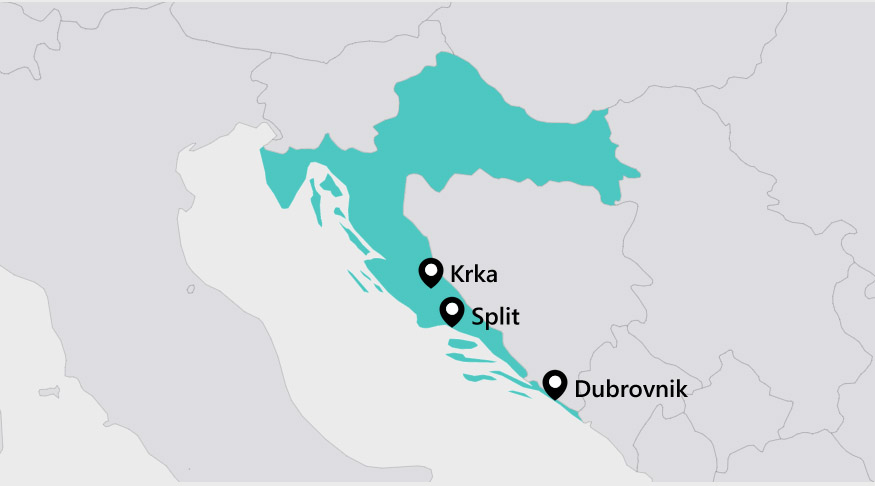 Map Reisroute door Kroatië