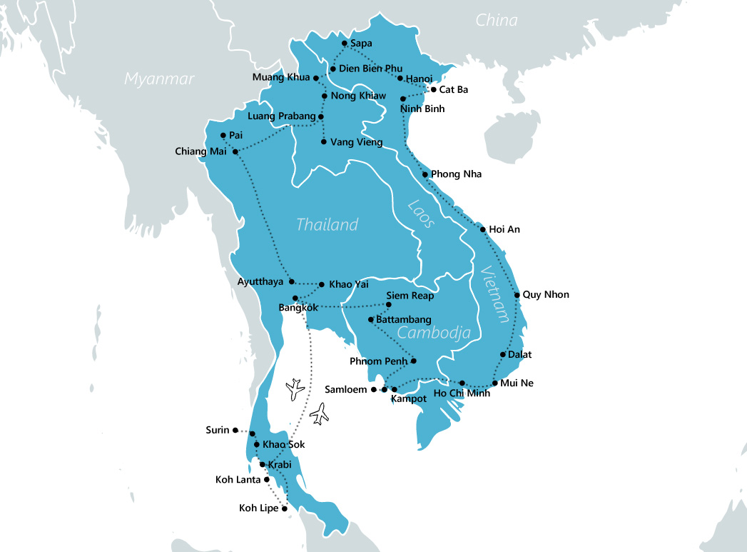 backpack route zuidoost-azië