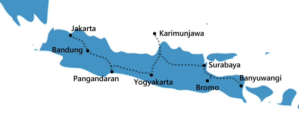 Reisroute Java itinerary Indonesie
