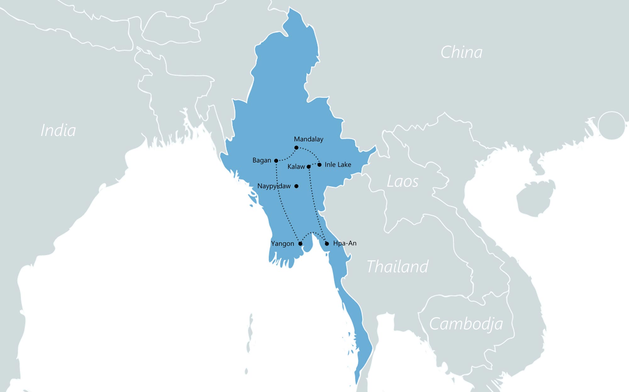 Reisroute-Myanmar