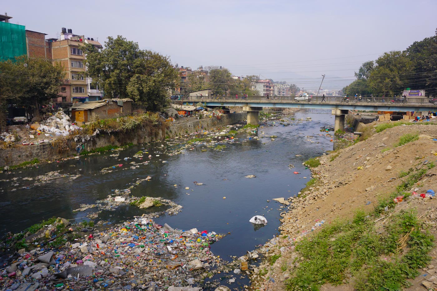 Kathmandu vervuilde rivier