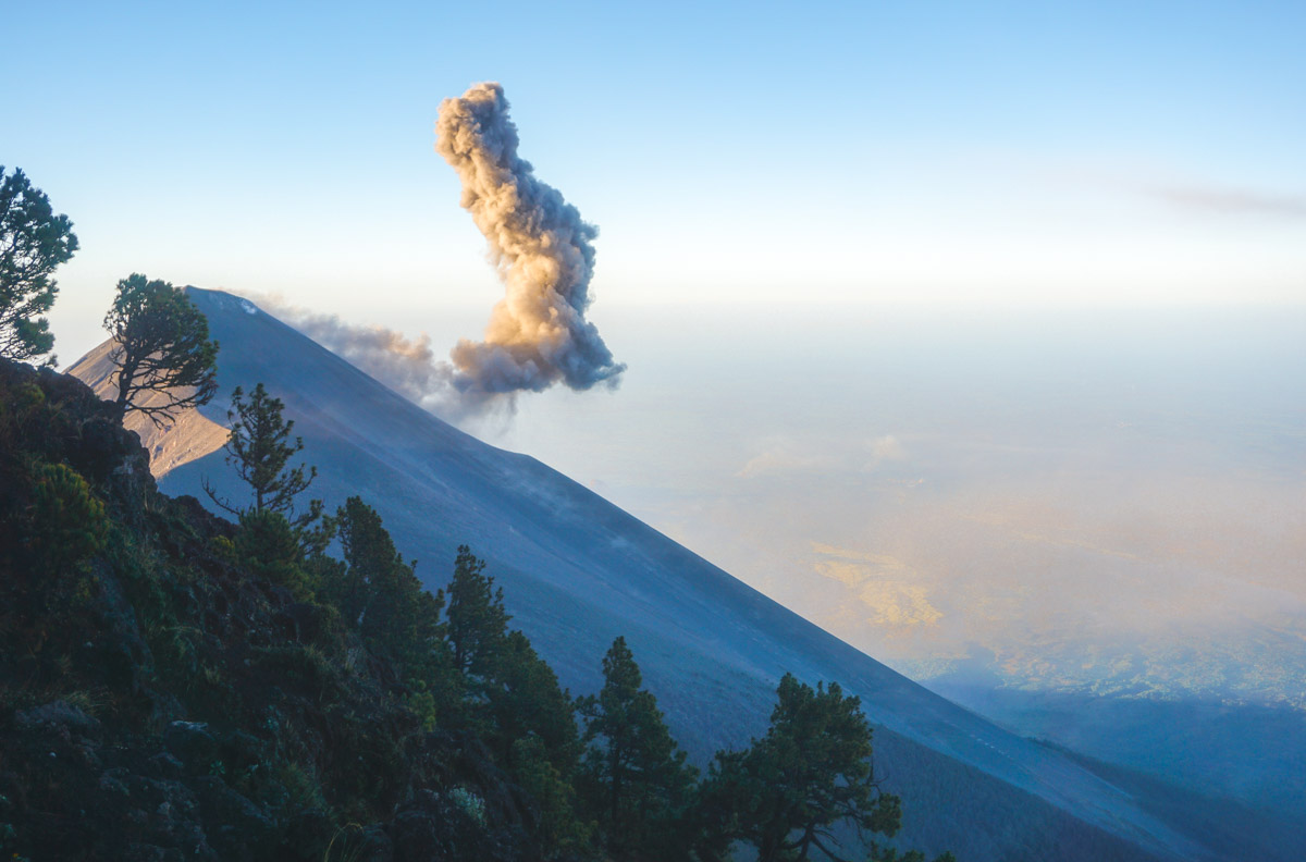 Erupting Acatenango volcano Guatemala